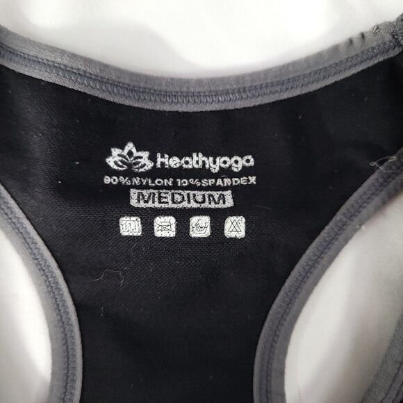 Healthy Yoga Sports Bra Top  Black Size Medium w/padded inserts Workout Exercise - Picture 8 of 8